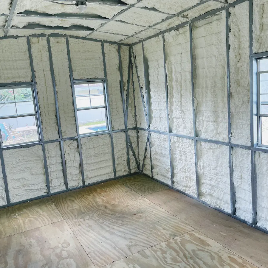 Closed-cell spray foam insulation applied to wall cavities in a residential project in Clarkston